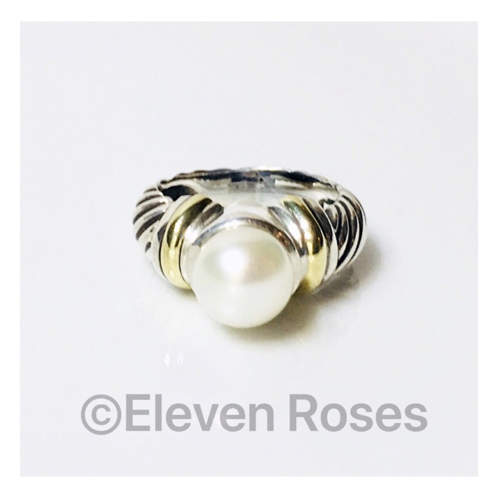 David Yurman Sterling 14k Gold Pearl Ring - Picture 1 of 7